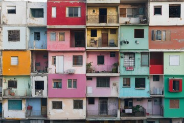 Colourful multi-story house in Havana, Cuba, with vibrant pastel hues and classic Cuban architectural style, capturing the charm and character of the city’s historic neighbourhoods