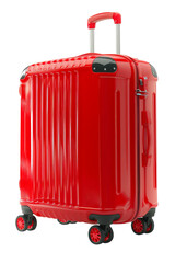 Red luggage isolated on transparent background.