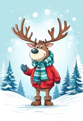 GPT

Ein süßes Rentier mit grünem Schal und rotem Mantel steht im Schnee, umgeben von schneebedeckten Tannen, perfekt für eine Weihnachtskarte. Generative KI.