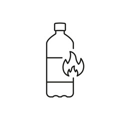 Energy Boost Concept with Bottle and Flame Line Icon, Energizing Beverage. Isolated Vector Illustration