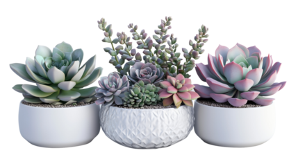 Trio of Succulents in Elegant Pots 