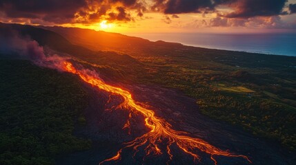 Lava Flow at Sunset