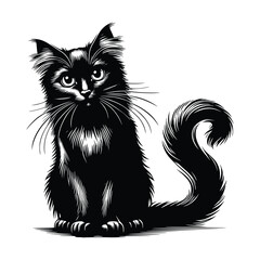 Cute Cat Black Vector, SVG