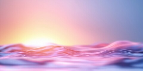 A serene expanse of water reflects soft pastel hues at sunrise, creating a tranquil and peaceful atmosphere.