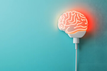 Media connected to brain via wires, concept of controlling thoughts digitally.