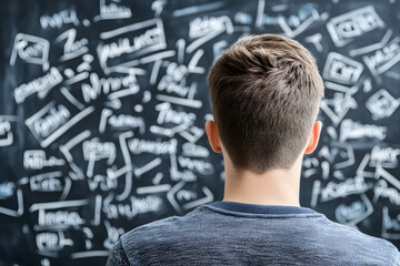 Speech bubbles with sharp words encircling a person, concept of verbal harm.