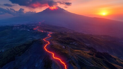 Volcanic Eruption at Sunset