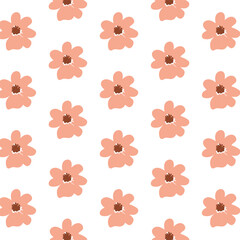 Seamless wildflowers pattern, vector illustration, Hand-drawn botanical element, doodle floral background, minimal botanical art, cute polka flowers wallpaper. EPS 10.