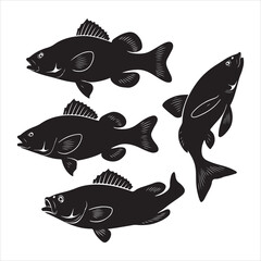set of black fish silhouette