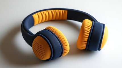 Naklejka premium Yellow and Blue Headphones