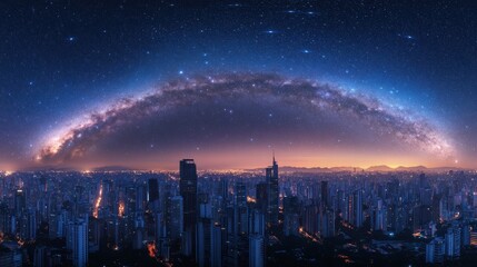 Milky Way Over Cityscape