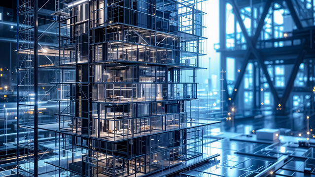 Abstract Architectural Design Blueprint with Advanced Modeling Technology
