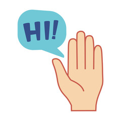 Hello Hand Sign saying Hi on white background. Illustration, Vector, Poster, Background or wallpaper.  