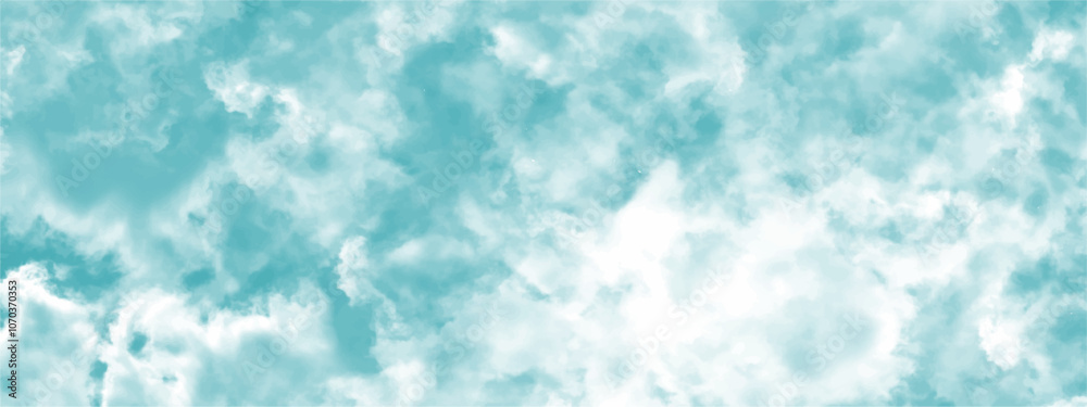 Poster Abstract background with Clouds and blue sky. Bright sky with white clouds. Texture design Panoramic grunge texture pattern. Seamless Aqua Organic Abstract Tie Dye Textile. 