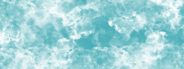 Abstract background with Clouds and blue sky. Bright sky with white clouds. Texture design Panoramic grunge texture pattern. Seamless Aqua Organic Abstract Tie Dye Textile. 