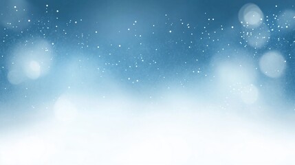 Obraz premium Elegant abstract winter snow background featuring falling snowflakes and bokeh lights on a soft blue gradient. Perfect for Christmas, New Year, or festive seasonal designs with a dreamy, blurred atmos