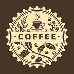 Coffee design over brown background, vector illustration. Vintage style.