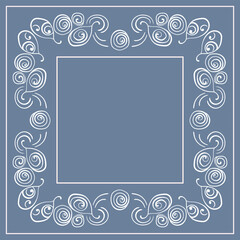 Print for kerchief, bandana, scarf, handkerchief, shawl, neck scarf. Squared pattern with ornament for fabric, textile, silk products. Paisley vector with abstract flowers. Floral folk tracery