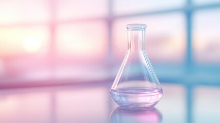 A glass beaker filled with a clear liquid sits on a table