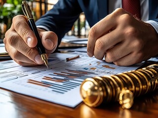 Young Professional Analyzing Financial Reports