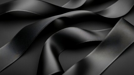 Fototapeta premium Black ribbon symbolizing mourning or remembrance on a background, black, ribbon, mourning, remembrance, sadness, grief
