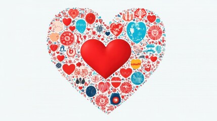 Multicultural heart shape design symbolizing global unity and advocacy for health awareness and disease prevention  Geometric representing international community wellness