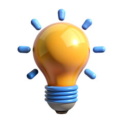 3D Yellow Light Bulb with Blue Accents