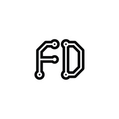 FD monogram logo design letter text name symbol monochrome logotype alphabet character simple logo