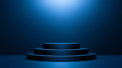 Luxury round black podium for showing product advertisement concept, Photo by AI generative.