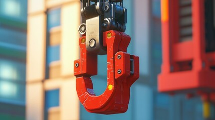 Heavy duty red hook with secure latch designed for lifting large cargo industrial equipment heavy lifting safety durability