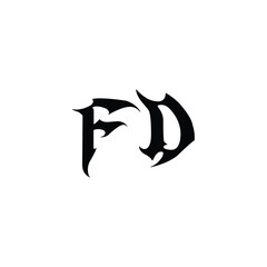 FD monogram logo design letter text name symbol monochrome logotype alphabet character simple logo