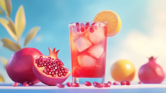 Refreshing lemonade infused with fresh pomegranate fruit ideal for summer gatherings or bar menus