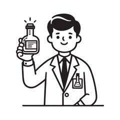 Chemist with Reagent Bottle in Lab