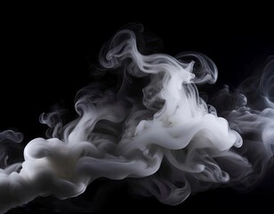 Fototapeta premium White smoke or fog flow on floor. Large mist in dark room on black background. Smoke on stage studio for product presentation 