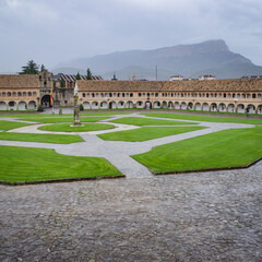 Jaca, Spain - 21 Sept, 2024: Walls of the Castle of San Pedro and Citadel of Jaca, Aragon, Spain