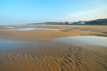Omaha beach at low tide near Vierville-sur-Mer, Normandy, France. Commemorating the D-Day landings...