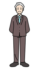 Full body illustration of business person senior male.
