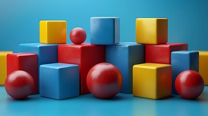 Obraz premium Children explore creativity and imagination with colorful building blocks for engaging playtime activities