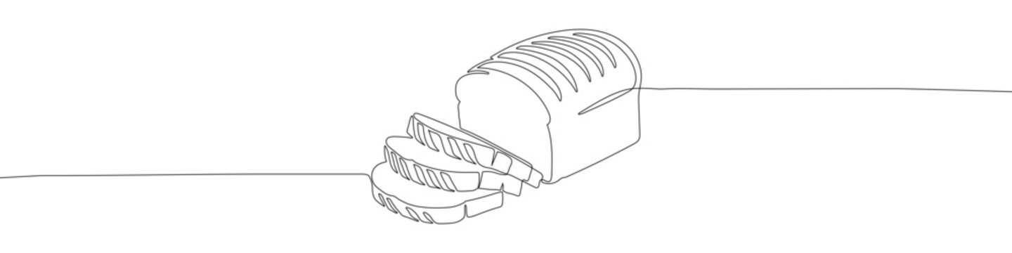 Bread continuous line drawing vector illustration. Bread slices line art illustration