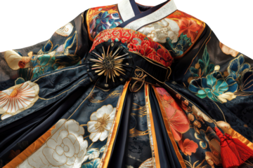 Detailed Textile Art Hanbok Traditional Isolated On Transparent Background on transparent background