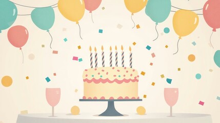 Birthday confetti flat design front view event theme animation colored pastel 