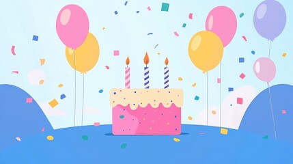 Birthday confetti flat design front view event theme animation colored pastel 