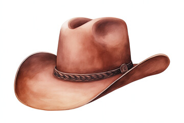 A brown cowboy hat with a brown band around it
