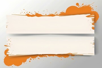 abstract orange and white banner with smooth edges and splashes for modern and minimalist visual designs