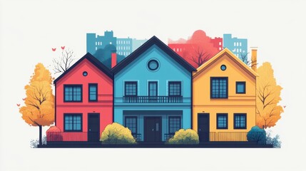 Colorful Houses in Urban Landscape Design