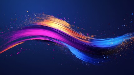 Abstract Blue Pink Gold Swirls Dynamic Brush Strokes Colorful Background