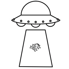UFOに牛がさらわれている所