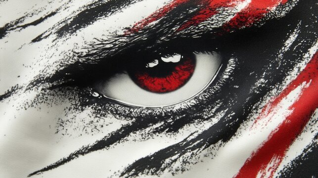 Close up Red Eye Abstract Fabric Texture Black White Art Print