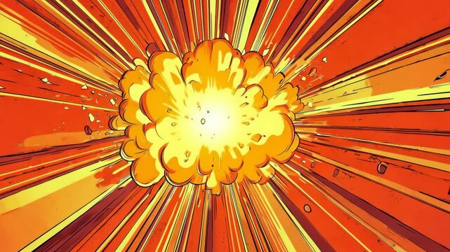 A large, yellow explosion with red and yellow streaks surrounding it