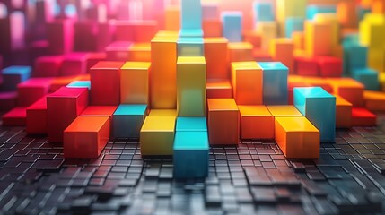 Obraz premium Explore the vibrant world of 3d geometric shapes and colorful blocks in modern design